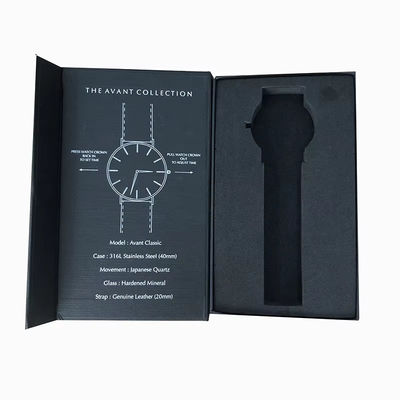 Logo niestandardowe Luxury Black Cardboard Smart Watch Magnetic Gift Packaging Box Jednorazowy zegarek z pianą