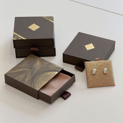 Niestandardowe logo, ekologiczne, drukowane, twarde, sztywne, w stylu recyklingu, papierowe opakowanie, kartonowe pudełko szufladowe, przesuwane, do biżuterii
