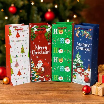 Nieduże, spersonalizowane, świąteczne torebki papierowe z rękojeścią wstążkową