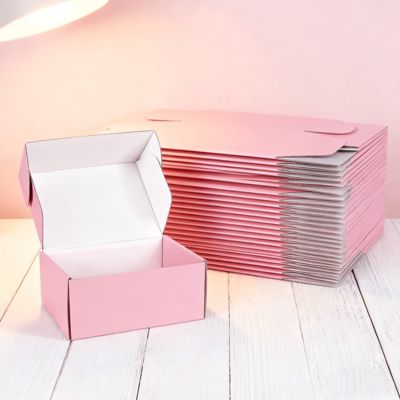 Low MOQ Small Custom Printed pink Recyclable Corrugated Cardboard Cosmetic Packaging Mailer Boxes with Matt Lamination