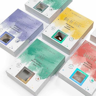 Niestandardowe sztywne pudełko podarunkowe do akcesoriów ze szkła kryształowego Efekt holograficzny i okno na pokrywie