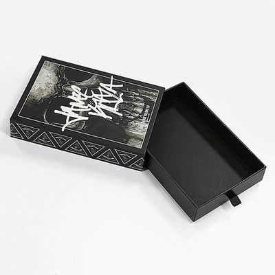 Drukowanie logo na zamówienie Akceptowane czarne maty Sliding Gift Drawer Box z zamówieniem na zamówienie