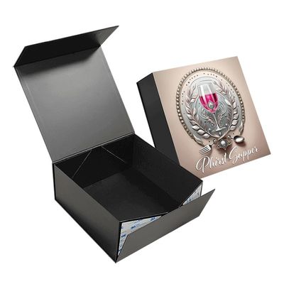 CMYK lub pantone Custom Luxury Black Large Foldable Banquet Glass Drinkware Tableware Magnet Packaging Gift Box