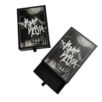 Niestandardowe logo czaszki kości Sliding Black 4x6 Print Post Card Packaging Gift Box