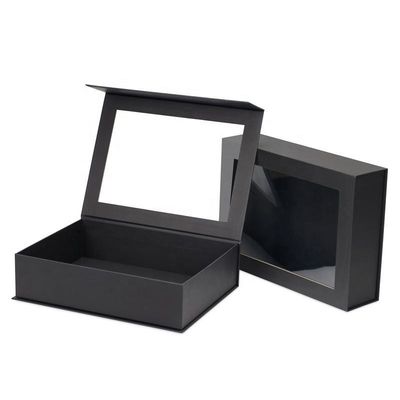 Zaopatrzenie w papier oknowy z PVC Flip Top Wielkie magnetyczne zamknięcie pudełko prezentów z przejrzystą okienką