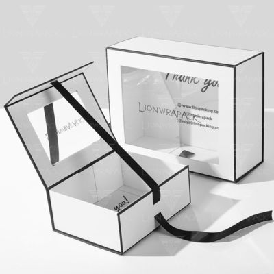 Zaopatrzenie w papier oknowy z PVC Flip Top Wielkie magnetyczne zamknięcie pudełko prezentów z przejrzystą okienką