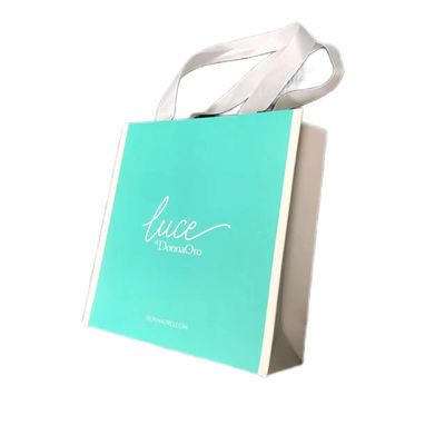 Luxury Matte Green Paper Gift Shopping Bag Do opakowań odzieżowych
