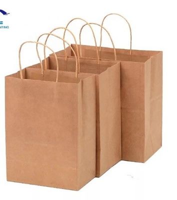Brązowe torebki handlowe z papieru Kraft, druk offsetowy, odzież, torebka papierowa, logo dostosowane