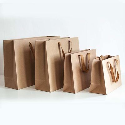 Brązowe torebki handlowe z papieru Kraft, druk offsetowy, odzież, torebka papierowa, logo dostosowane