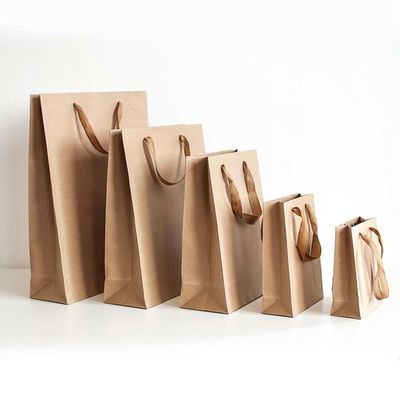 Brązowe torebki handlowe z papieru Kraft, druk offsetowy, odzież, torebka papierowa, logo dostosowane