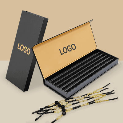 Luxury Custom Logo Czarny papier biżuterii Pudełko do opakowań dla bransoletki zawiesiny sztywne pudełko magnetyczne