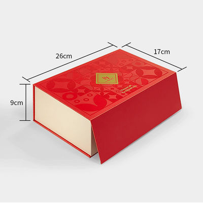Custom Luxury Red Magnetic Clamshell Christmas Theme Gift Box Biodegradowalny sztywny magnetyczny zamknięty pudełko opakowanie z uchwytem
