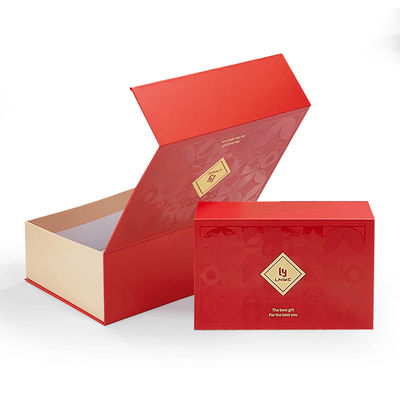 Custom Luxury Red Magnetic Clamshell Christmas Theme Gift Box Biodegradowalny sztywny magnetyczny zamknięty pudełko opakowanie z uchwytem