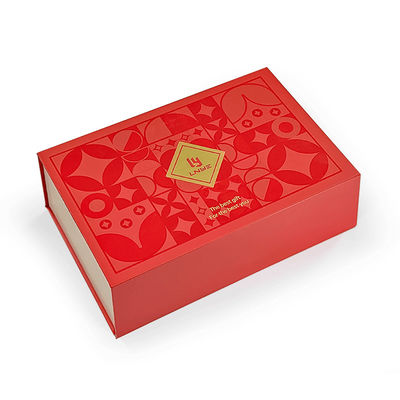 Custom Luxury Red Magnetic Clamshell Christmas Theme Gift Box Biodegradowalny sztywny magnetyczny zamknięty pudełko opakowanie z uchwytem