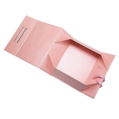 Luxury Pink Printed Magnetic Gift Boxes Ribbon Handle Custom Logo Twardy kartonowy opakowanie do odzieży