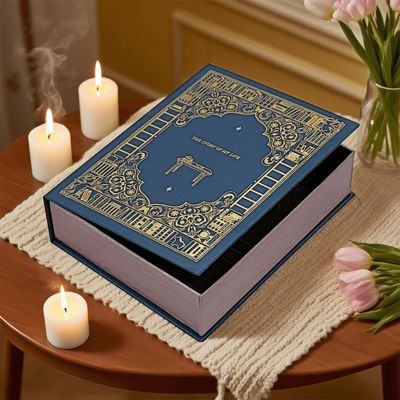 Niestandardowe drukowane luksusowe pudełko prezentowe w kształcie książki do pakowania markowych świec, wysokiej jakości rozwiązanie na prezent ślubny i świąteczny