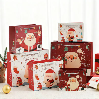 Niestandardowe Rozmiary Drukowane Papierowe Torby Świąteczne Kraft Luksusowe Torby Prezentowe z Wstążką