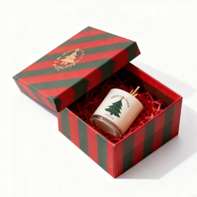 Hurtowa sprzedaż fabryczna niestandardowych, kolorowych kartonowych pudełek świątecznych z pokrywą i podstawą na świece ze stemplowaniem