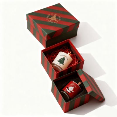 Hurtowa sprzedaż fabryczna niestandardowych, kolorowych kartonowych pudełek świątecznych z pokrywą i podstawą na świece ze stemplowaniem