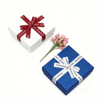 Niestandardowe opakowanie na biżuterię Angielska wstążka kokardka Niebo Ziemia Kwadratowe pudełko Elegancka kartonowa osłona na kolczyki Pierścionki Pudełka
