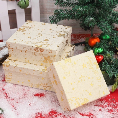 Zestaw pudełkowych prezentów świątecznych z wstążką na zamówienie Drukowane poliestrowe pudełka prezentów świątecznych dla Xmas